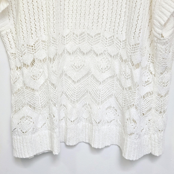 Torrid Women's Open Knit Crochet Cardigan White Sweater Top SZ Plus 1/2X Stretch - Picture 13 of 14